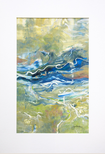 Flowing By 95 x 64 cm acrylic on synthetic paper framed -Lyne Marshall