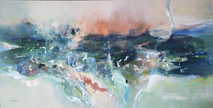 Properties of Water painting by Lyne Marshalll 153 cm x 76 cm acrylic on canvas SOLD