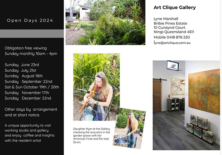 Art Clique Gallery of Lyne Marshall at Ningi open dates for 2024