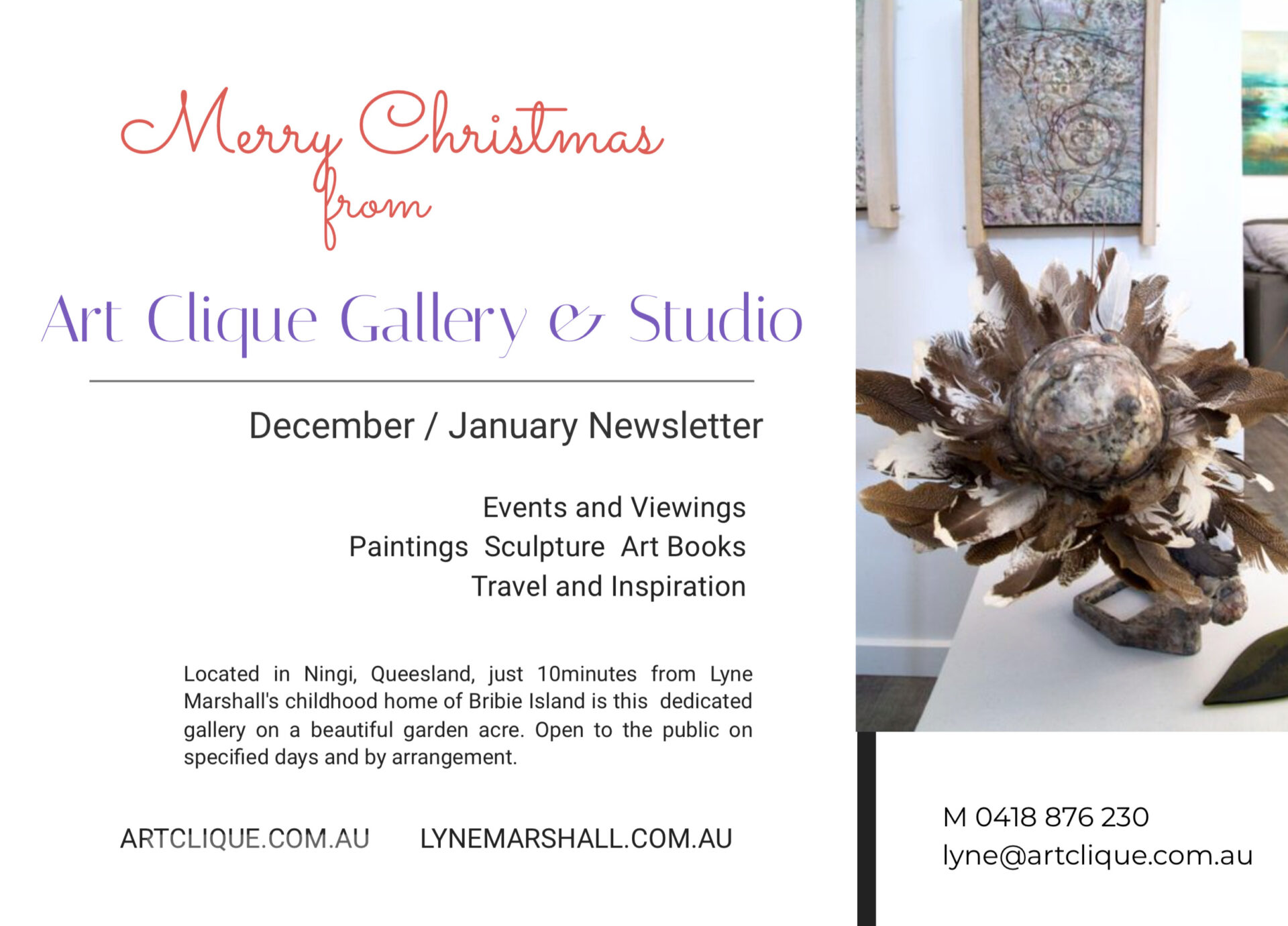 Art Clique Dec - Jan 2025 Newsletter of Lyne Marshall